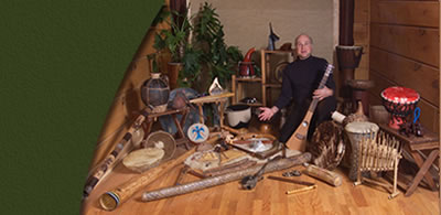 Bill Kehl with an assortment of instruments